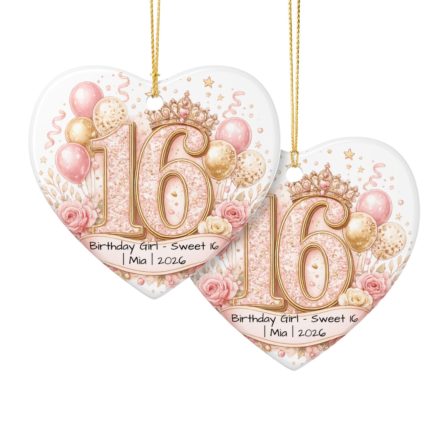Sweet 16 Birthday Girl Ornament Personalized with Name Year, Ceramic Keepsake, 16th Birthday Gift for Her 2026