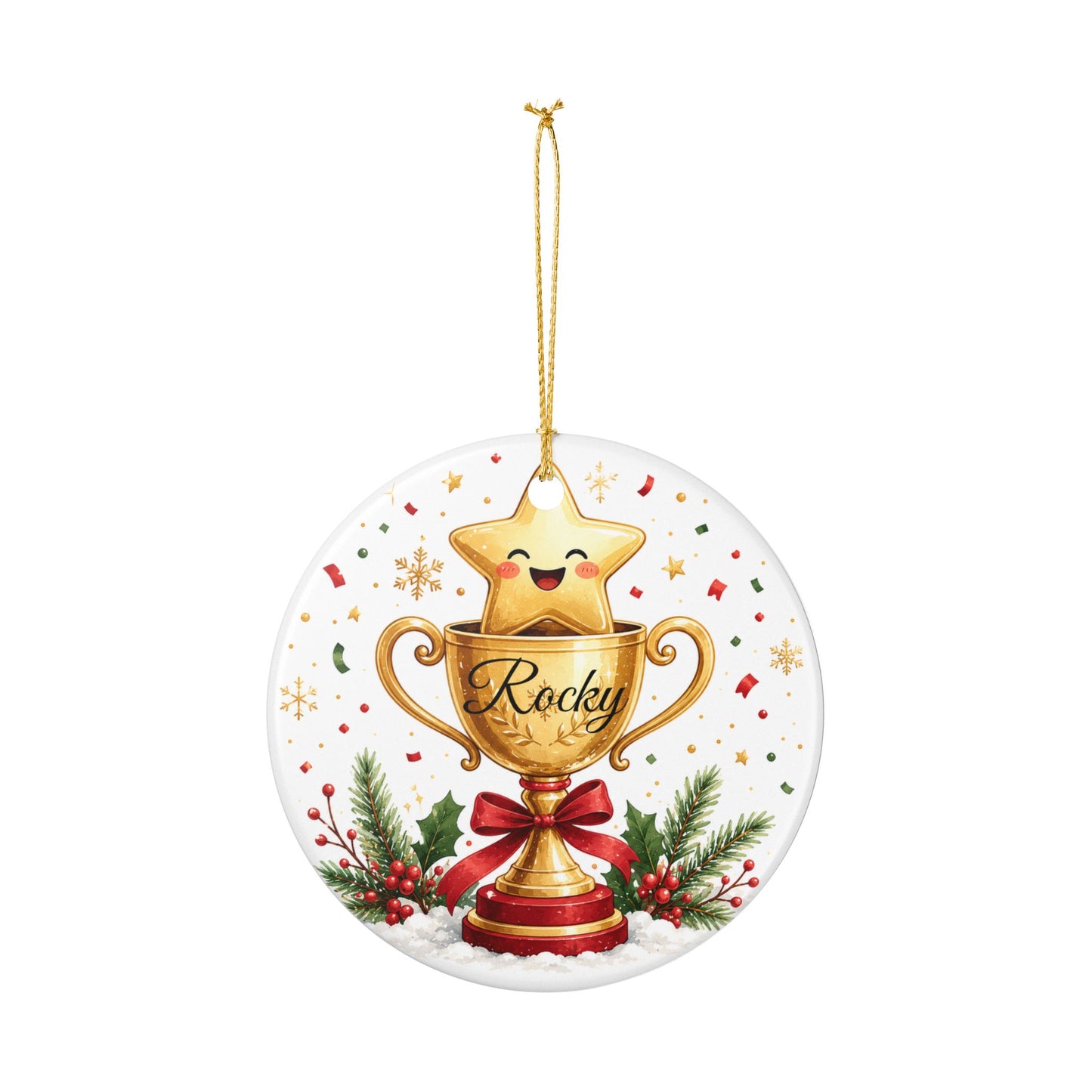 Cute Trophy Star Christmas ornament | Ceramic Ornament