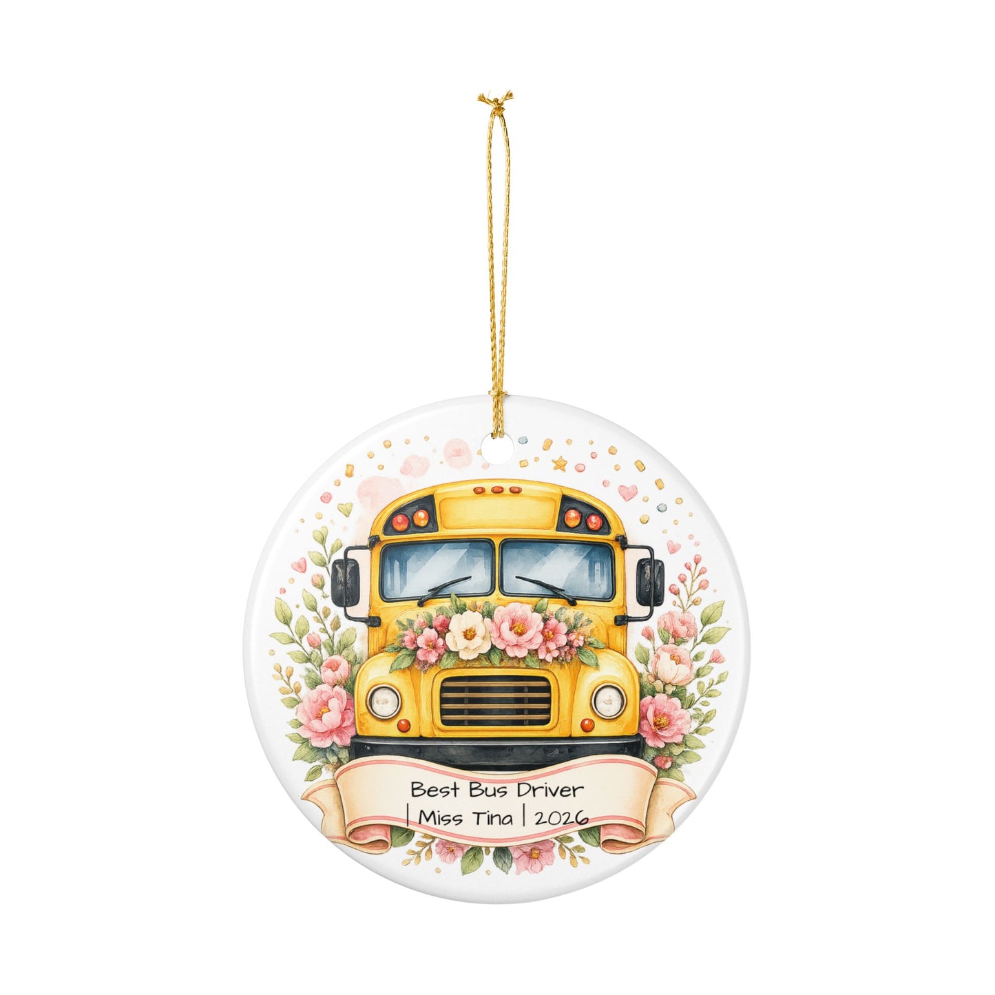 Female Bus Driver Christmas Ornament Personalized with Name, Ceramic Keepsake, Bus Driver Gift for Her 2026