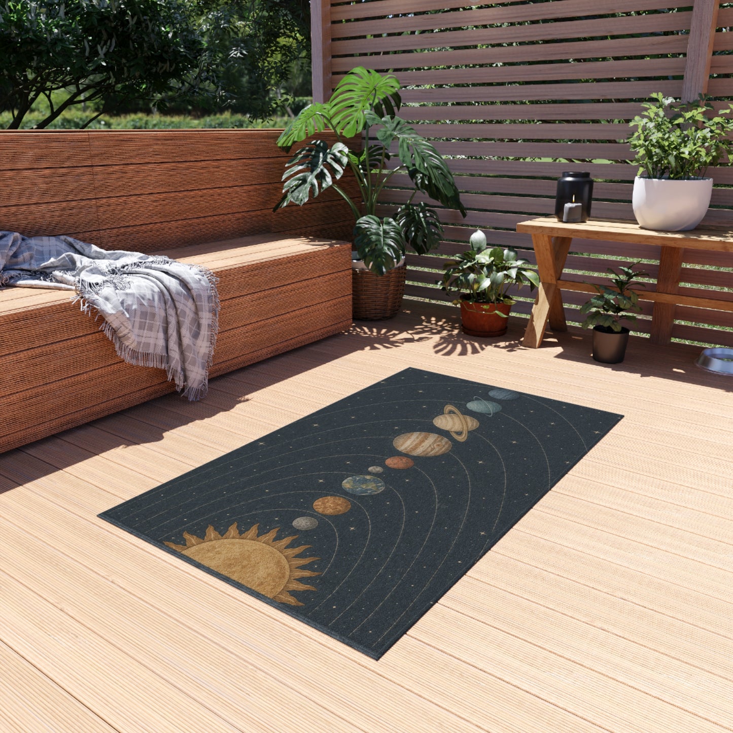 Solar System Planets Outdoor Rug | Celestial Orbit Patio Mat