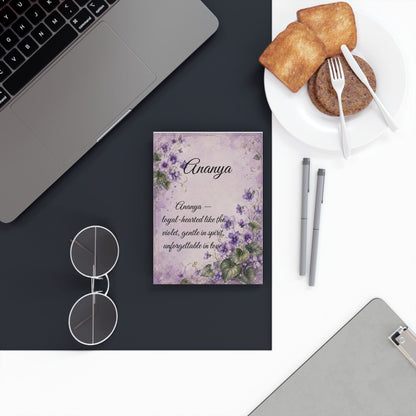 Violet Birth Month Flower Journal Custom Name, February Birthday Valentine Gift for Wife Girlfriend, Personalized Love Diary