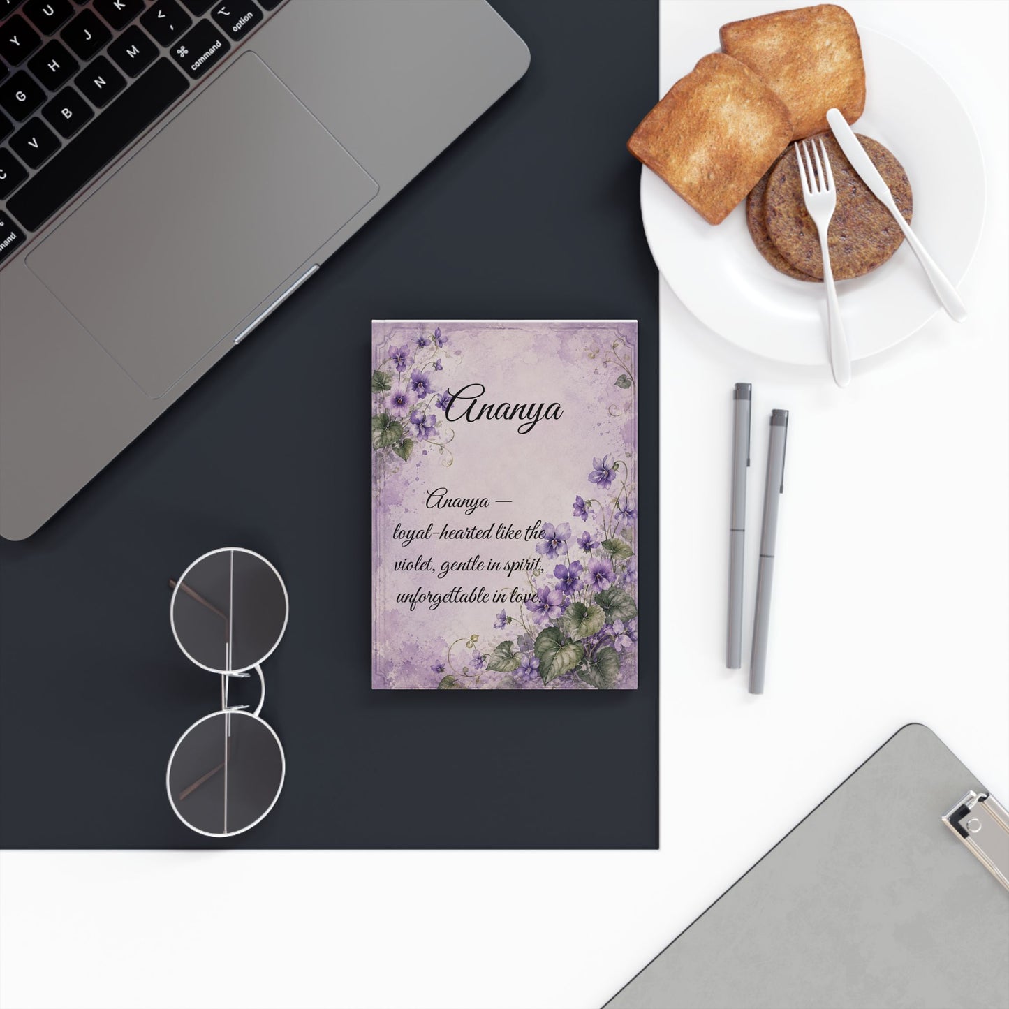 Violet Birth Month Flower Journal Custom Name, February Birthday Valentine Gift for Wife Girlfriend, Personalized Love Diary