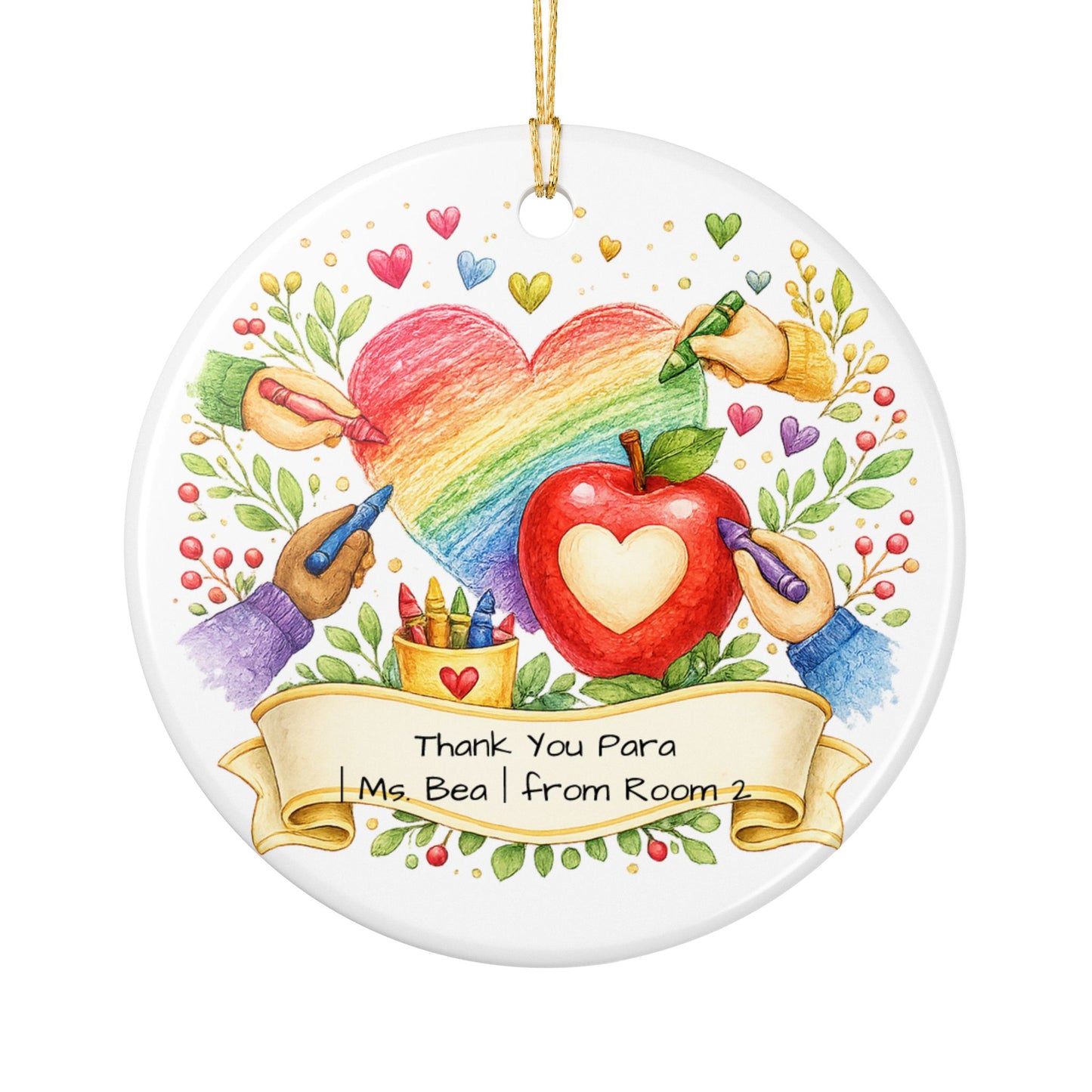 Para Gift from Student Christmas Ornament Personalized, Ceramic Keepsake with Name, Thank You Para Educator Gift 2026