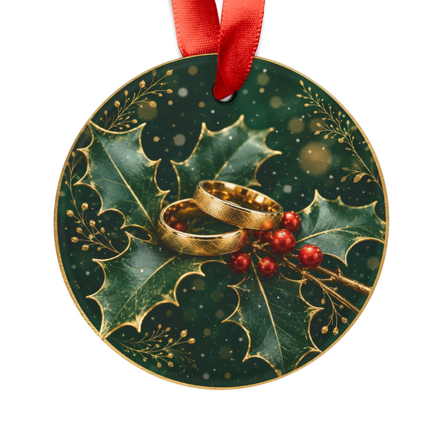Thankful Holly Wreath Acrylic Ornament | Personalized Family Name 2026