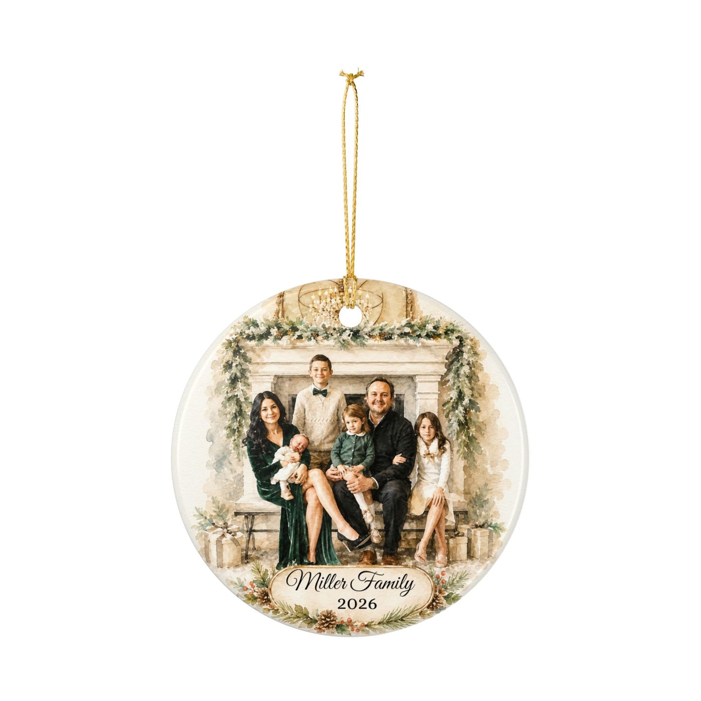 Custom Family Photo Ornament 2026 Ceramic Holiday Keepsake | Personalized Name