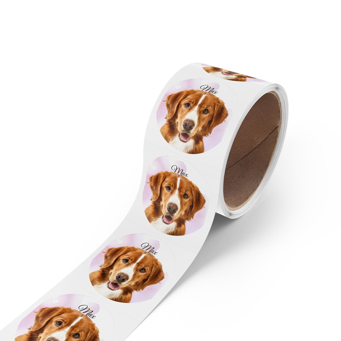 Custom Dog Face Sticker Roll round sticker labels | Personalized Pet Name