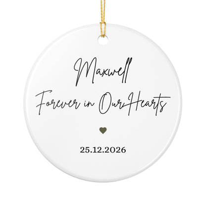 Pug Portrait Ornament | Memorial Ceramic Pet Ornament, Personalized Name & Date