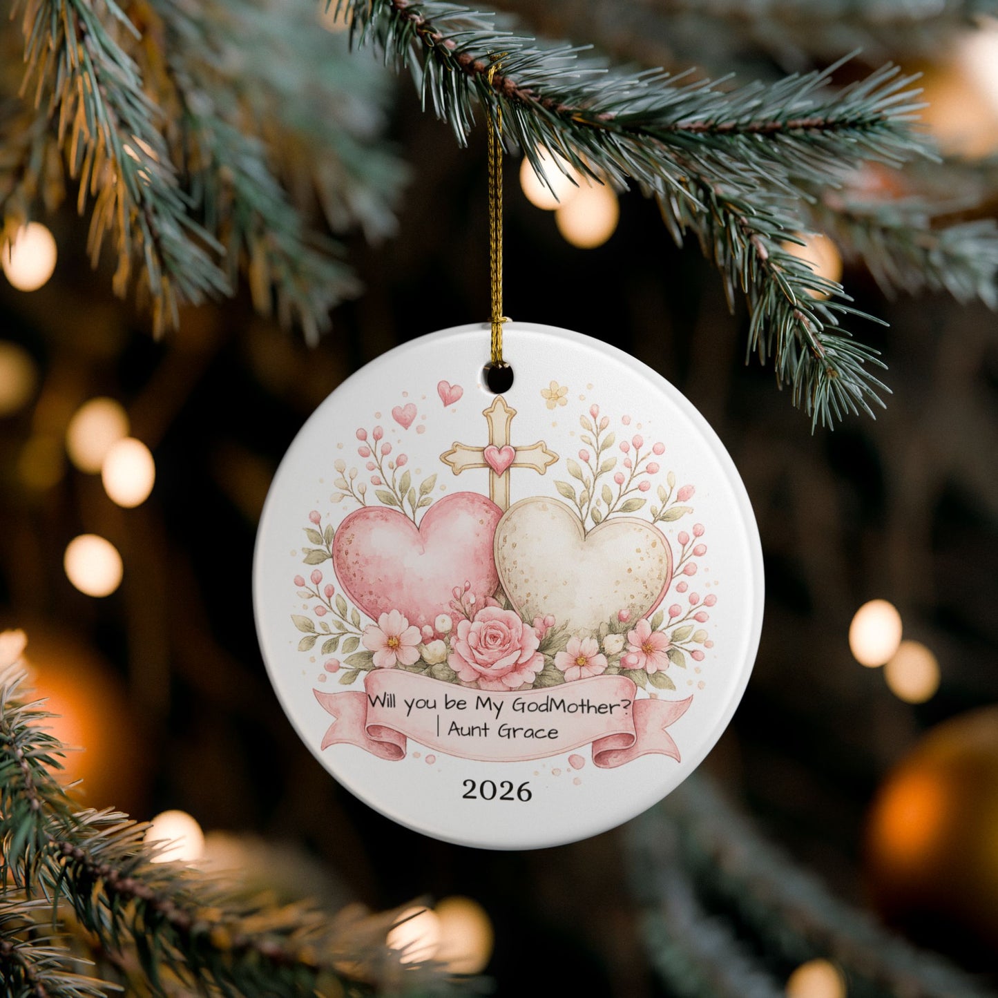 Will You Be My Godmother Ornament Personalized, Ceramic Proposal Keepsake with Name, Godmother Proposal Gift 2026