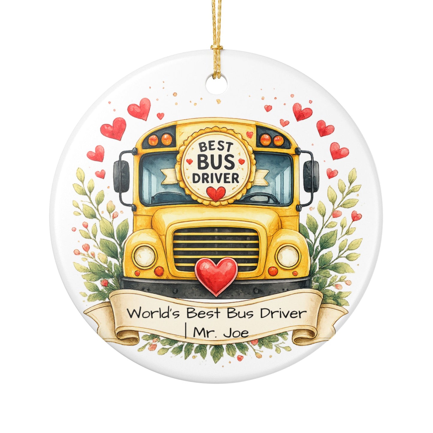 Best Bus Driver Christmas Ornament Personalized with Name, Ceramic Keepsake, Bus Driver Thank You Gift 2026