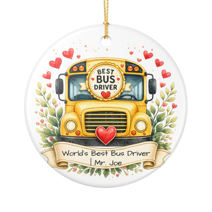 Best Bus Driver Christmas Ornament Personalized with Name, Ceramic Keepsake, Bus Driver Thank You Gift 2026
