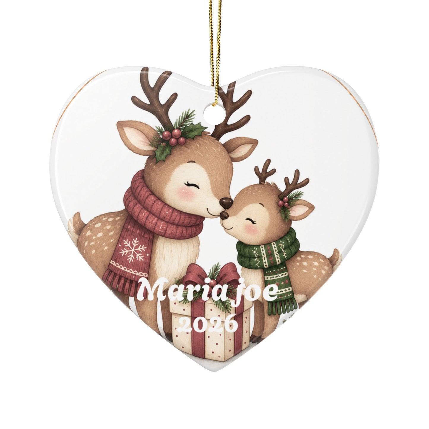 Mama and Baby Reindeer Ceramic Ornament | Christmas Tree Decoration