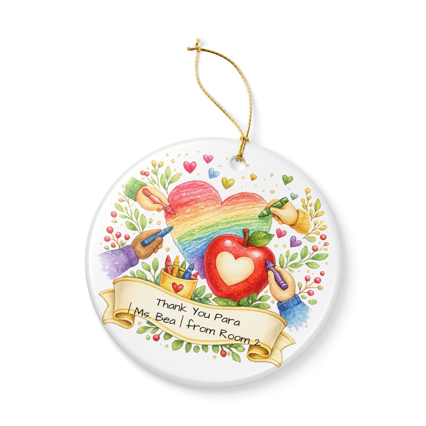Para Gift from Student Christmas Ornament Personalized, Ceramic Keepsake with Name, Thank You Para Educator Gift 2026
