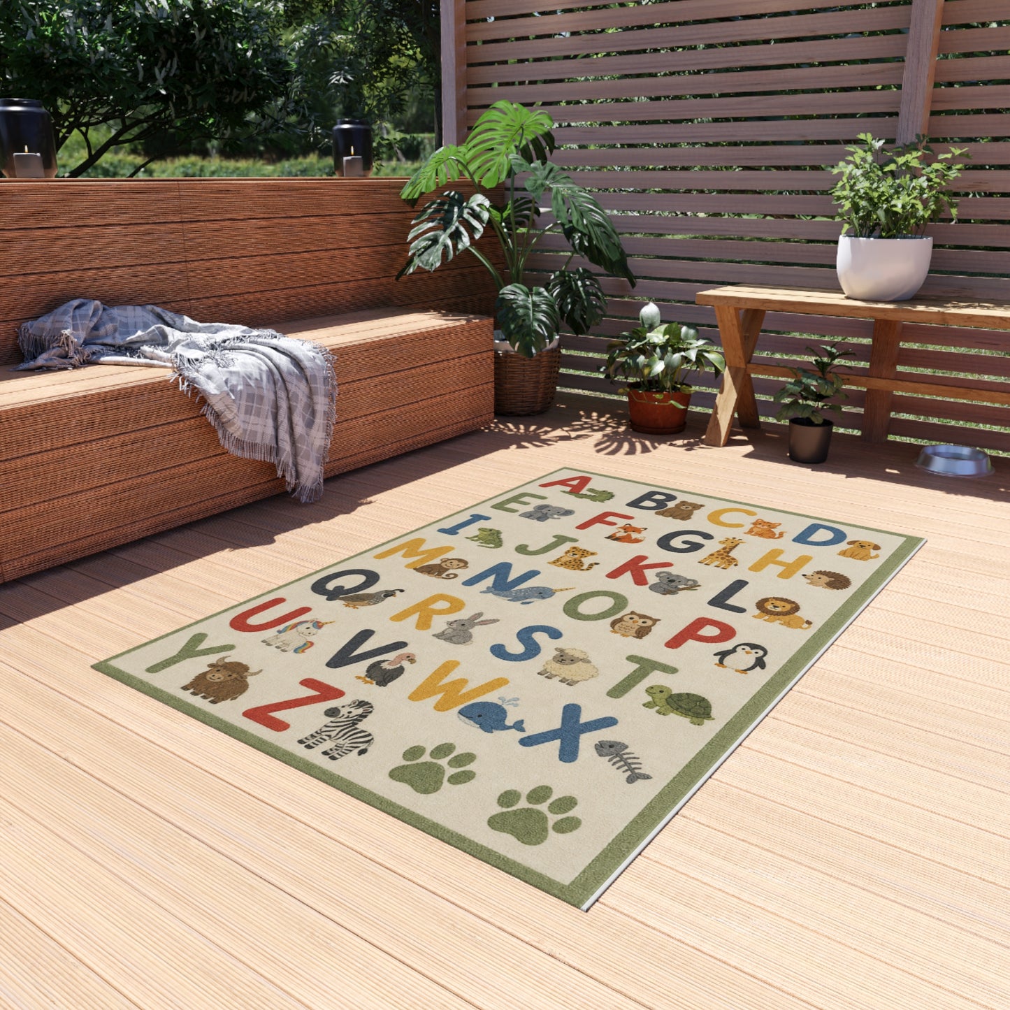Alphabet Animal Letters Outdoor Rug | Kids ABC Play Mat
