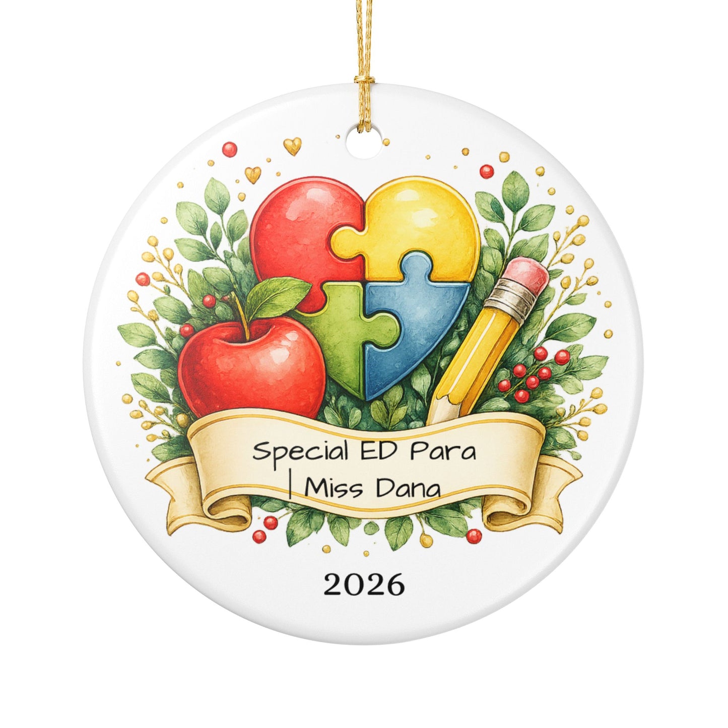 Special Education Para Christmas Ornament Personalized, Ceramic Keepsake with Name, Sped Para Appreciation Gift 2026