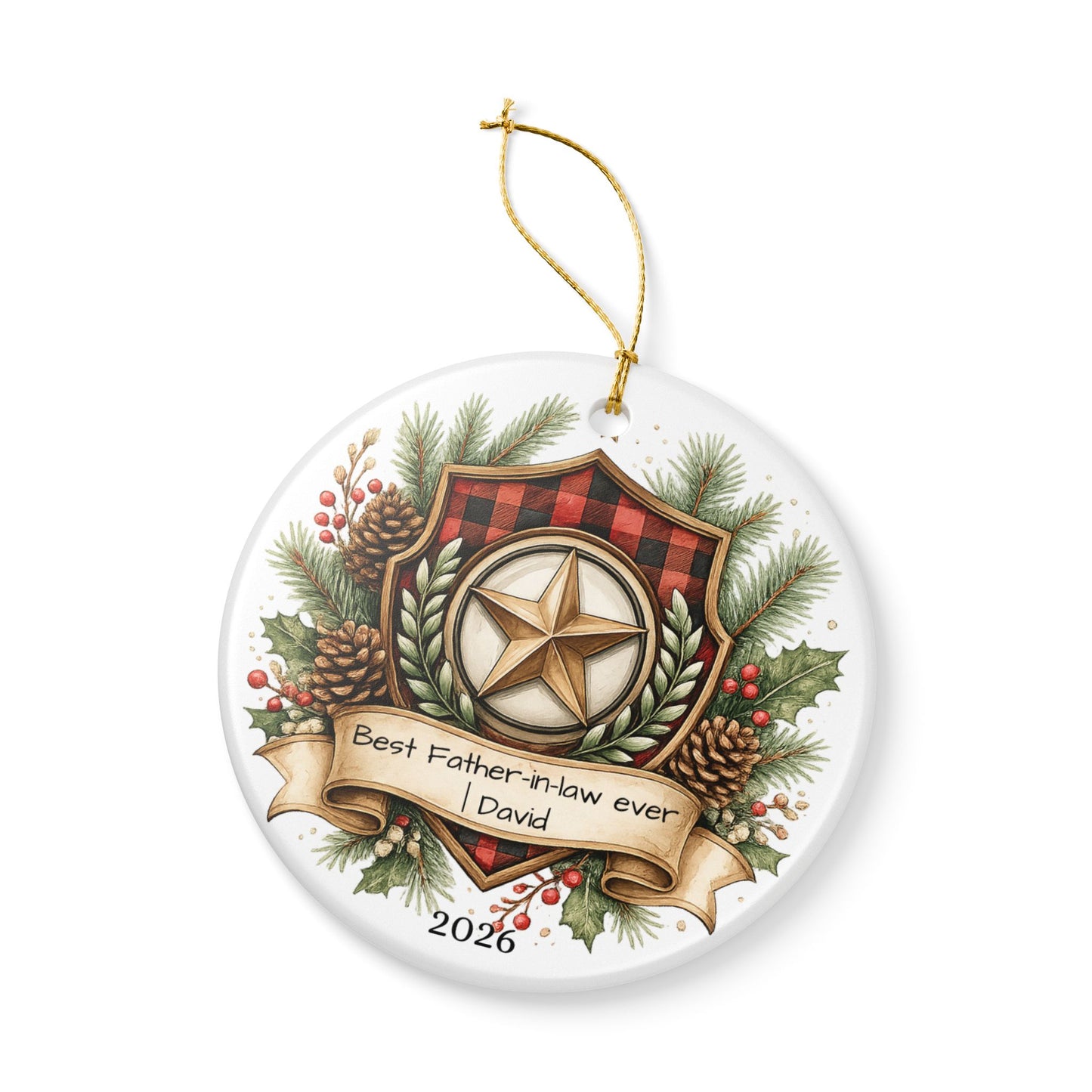 Best Father in Law Christmas Ornament Personalized, Ceramic Keepsake with Name, Gift from Son Daughter in Law 2026