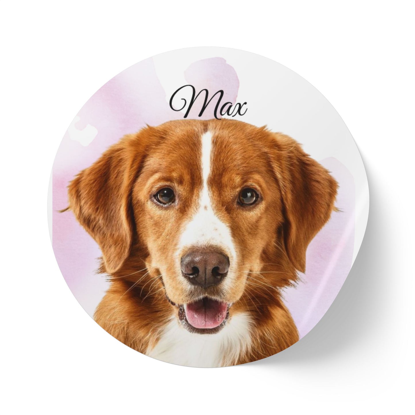 Custom Dog Face Sticker Roll round sticker labels | Personalized Pet Name