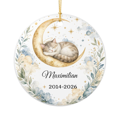 Cat Memorial Ornament Personalized with Name, Cat Angel Remembrance Keepsake, Loss of Cat Sympathy Gift, Pet Memorial