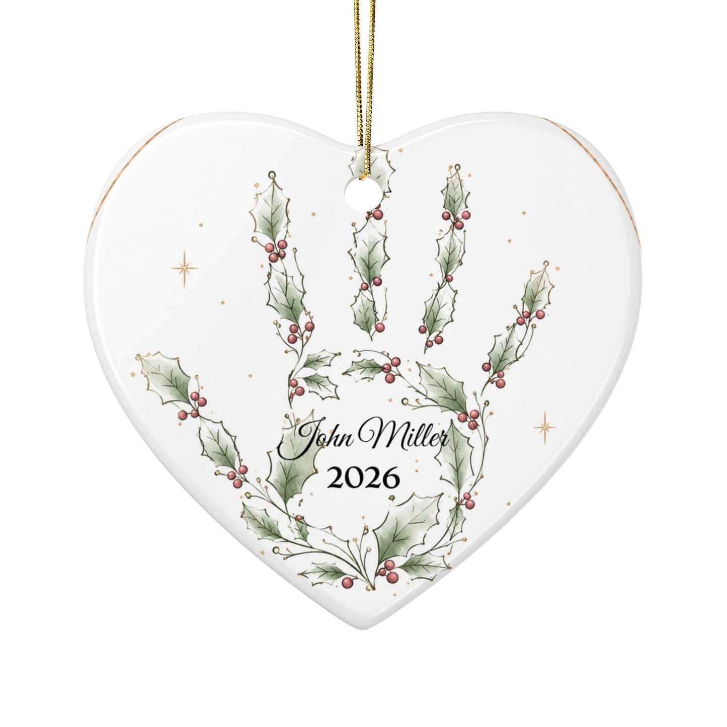 Holly Handprint Christmas Ornament | Ceramic Ornament