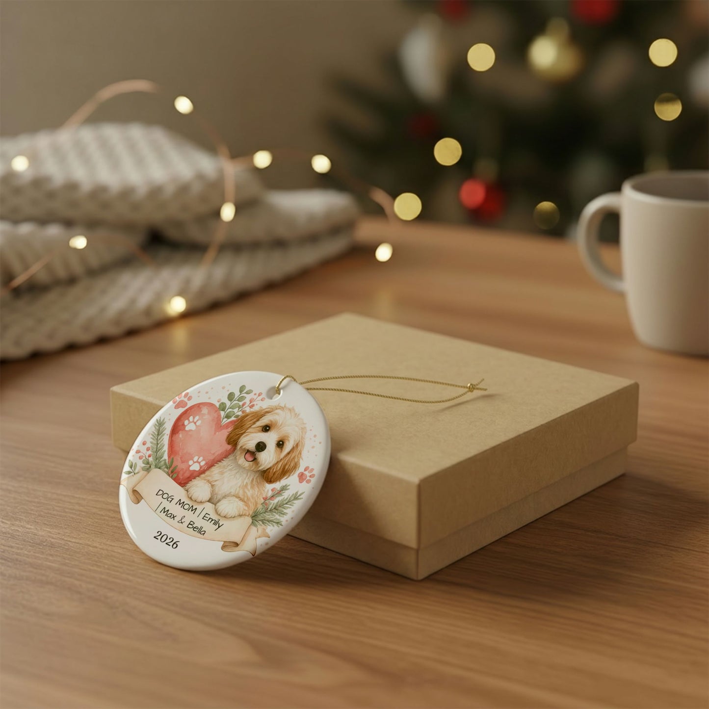 Dog Mom Christmas Ornament Personalized with Name, Ceramic Keepsake, Dog Mom Gift, Gift for Dog Lover Her 2026