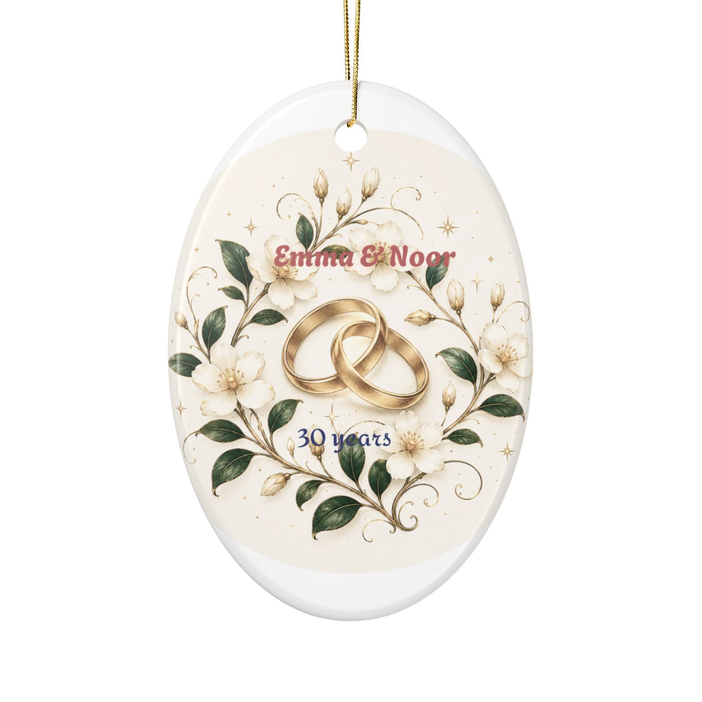 Wedding Rings Floral Ornament | Anniversary 30 Years, Personalized Names