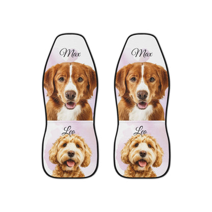 Personalized Pet Portrait Car Seat Covers | Custom Dog Face Seat Cover