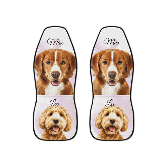 Personalized Pet Portrait Car Seat Covers | Custom Dog Face Seat Cover