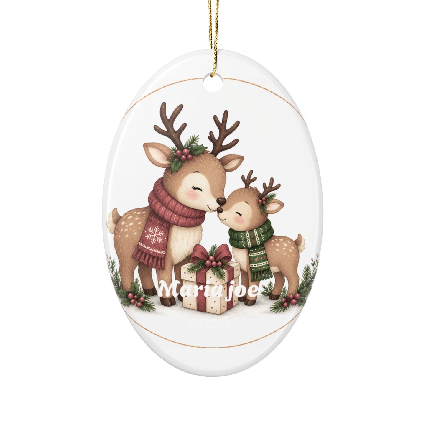 Mama and Baby Reindeer Ceramic Ornament | Christmas Tree Decoration