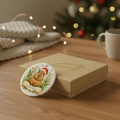 Capybara Christmas Ornament Personalized with Name, Cute Santa Hat Ceramic Keepsake, Capybara Lover Gift 2026