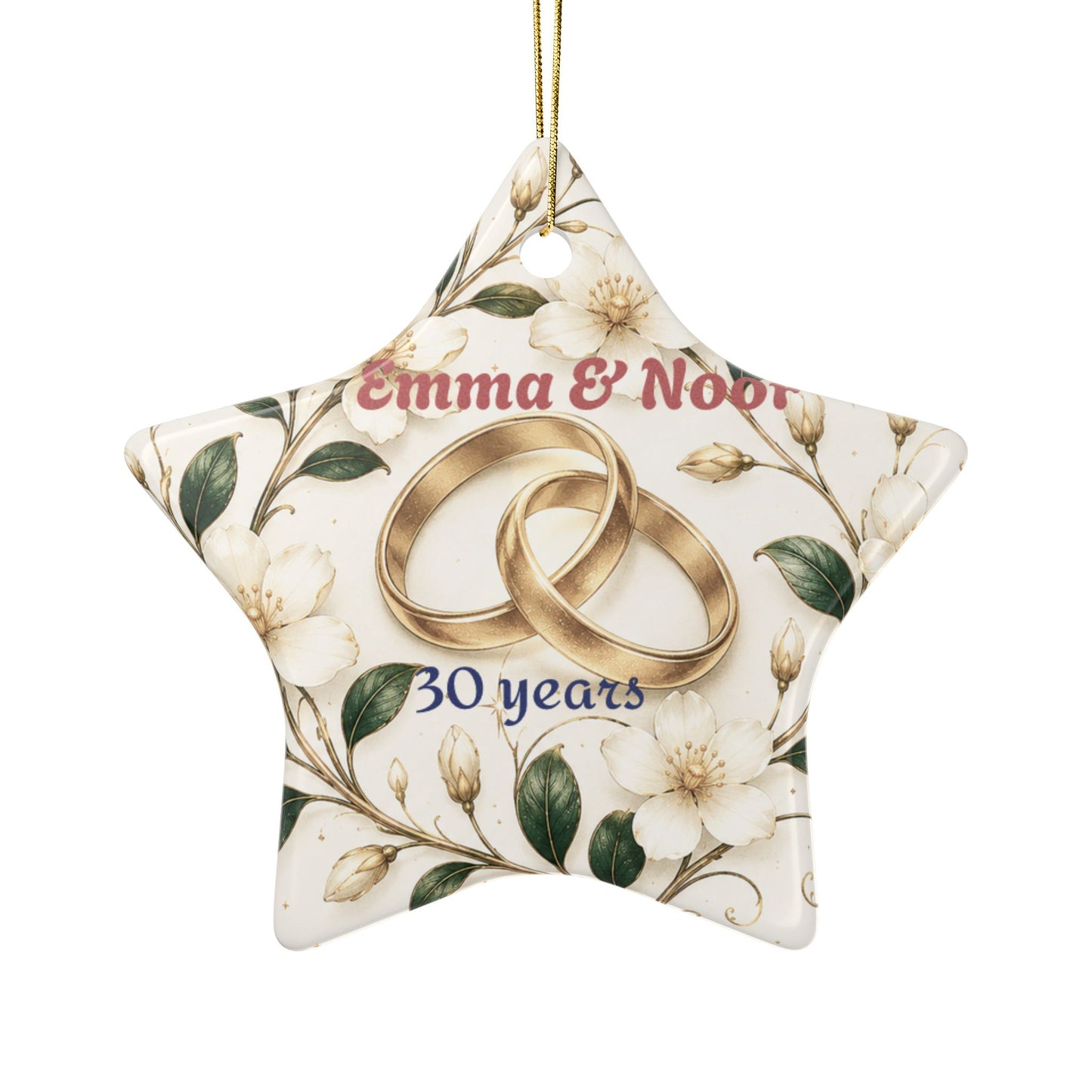 Wedding Rings Floral Ornament | Anniversary 30 Years, Personalized Names
