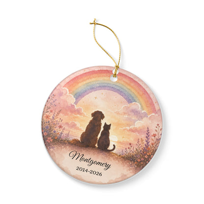 Pet Memorial Ornament Personalized, Rainbow Bridge Keepsake with Name, Dog Cat Remembrance Gift, Pet Loss Sympathy