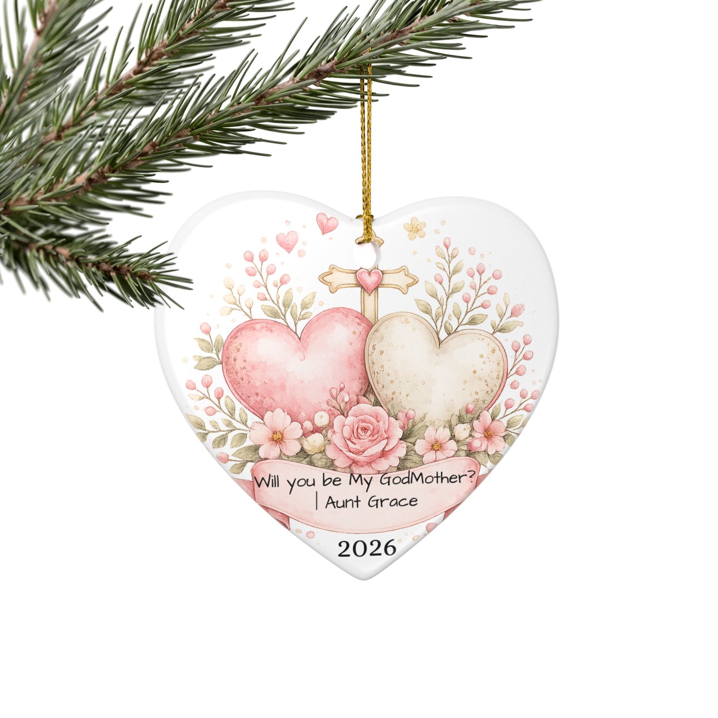 Will You Be My Godmother Ornament Personalized, Ceramic Proposal Keepsake with Name, Godmother Proposal Gift 2026
