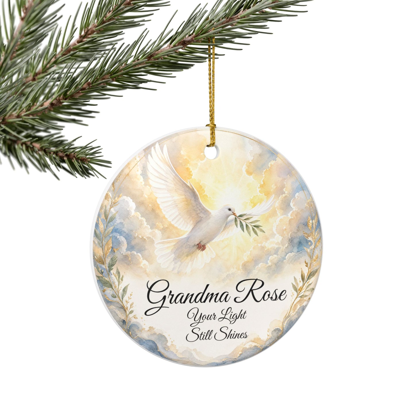 Dove Memorial Ornament Personalized with Name, Peace Remembrance Keepsake, In Loving Memory Sympathy Gift, Loss of Loved One