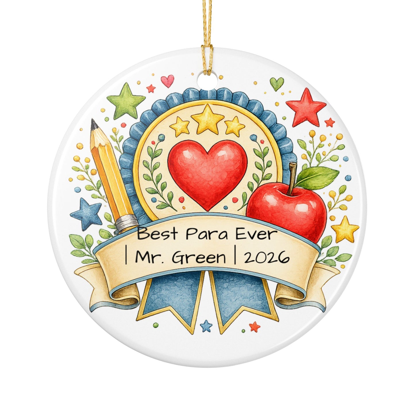 Best Para Ever Christmas Ornament Personalized with Name, Ceramic Keepsake, Paraprofessional Appreciation Gift 2026