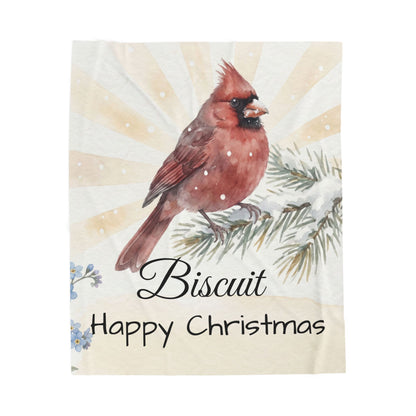 Copy of Bearded Man Portrait Velveteen Plush Blanket | Holiday Script "Happy Christmas"