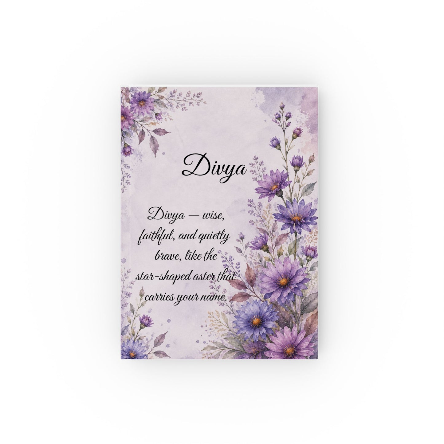 Aster Birth Month Flower Journal Custom Name, September Birthday Back to School Gift for Her, Personalized Student Diary