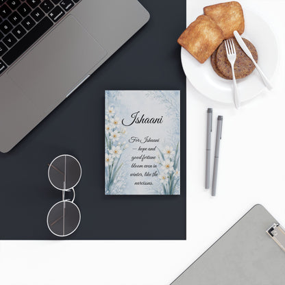 Narcissus Birth Month Flower Journal Custom Name, December Birthday Christmas Gift for Her, Personalized Holiday Diary