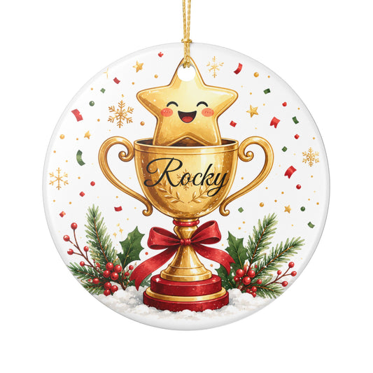 Cute Trophy Star Christmas ornament | Ceramic Ornament