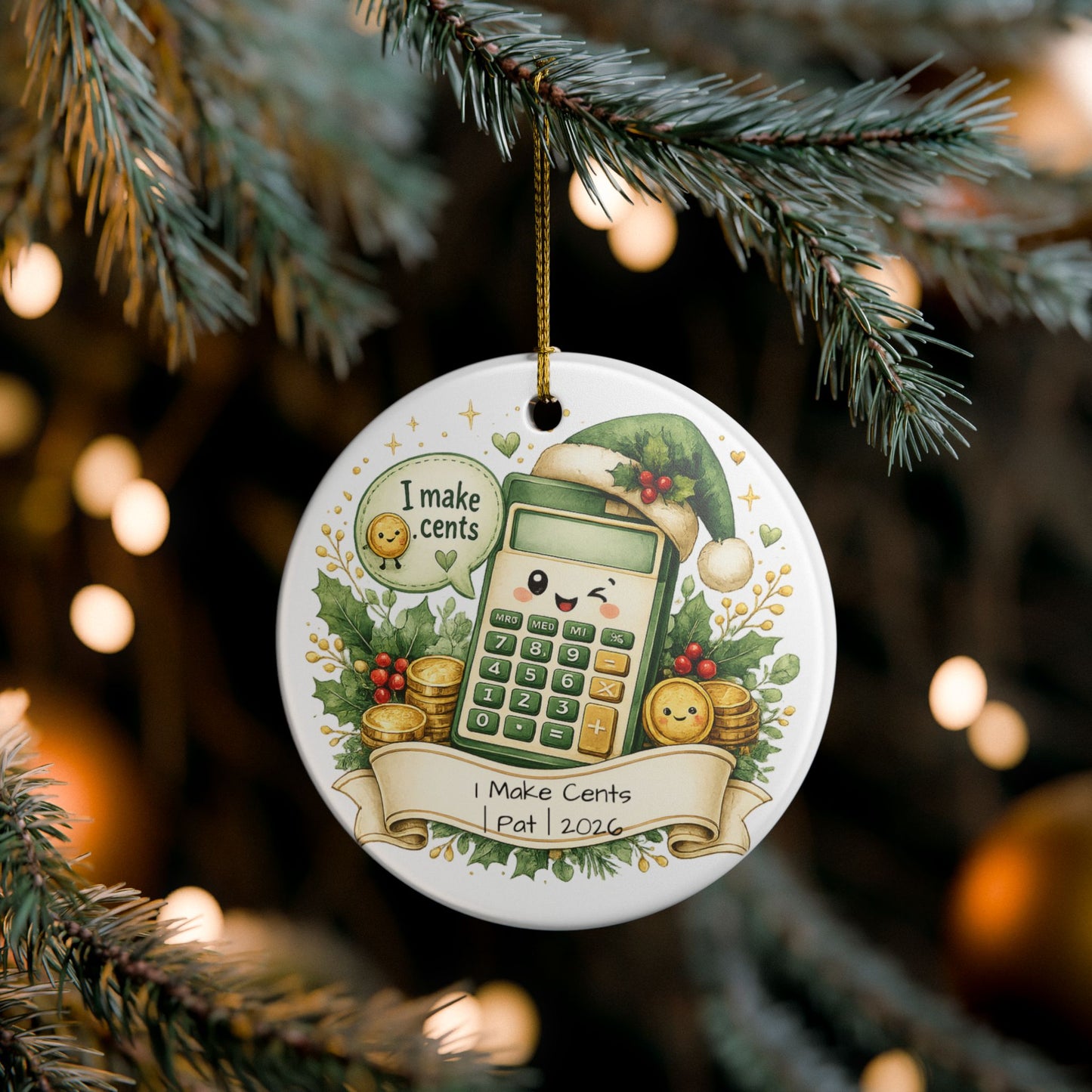 Funny Accountant Christmas Ornament Personalized with Name, Ceramic Keepsake, Accountant Pun Gift, CPA Funny Gift 2026