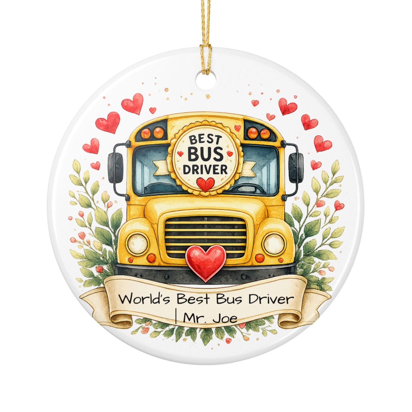 Best Bus Driver Christmas Ornament Personalized with Name, Ceramic Keepsake, Bus Driver Thank You Gift 2026