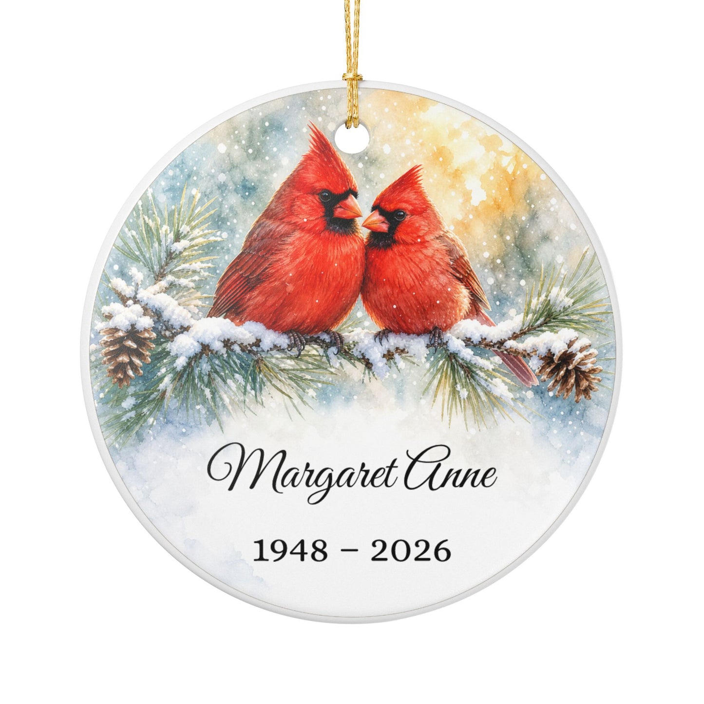 Memorial Ornament Personalized, Cardinal Pair Remembrance Keepsake with Name, Loss of Parents Loved One Sympathy Gift