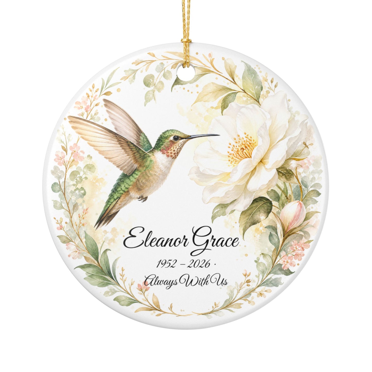 Hummingbird Memorial Ornament Personalized, Remembrance Keepsake with Name, In Loving Memory Gift, Loss of Loved One