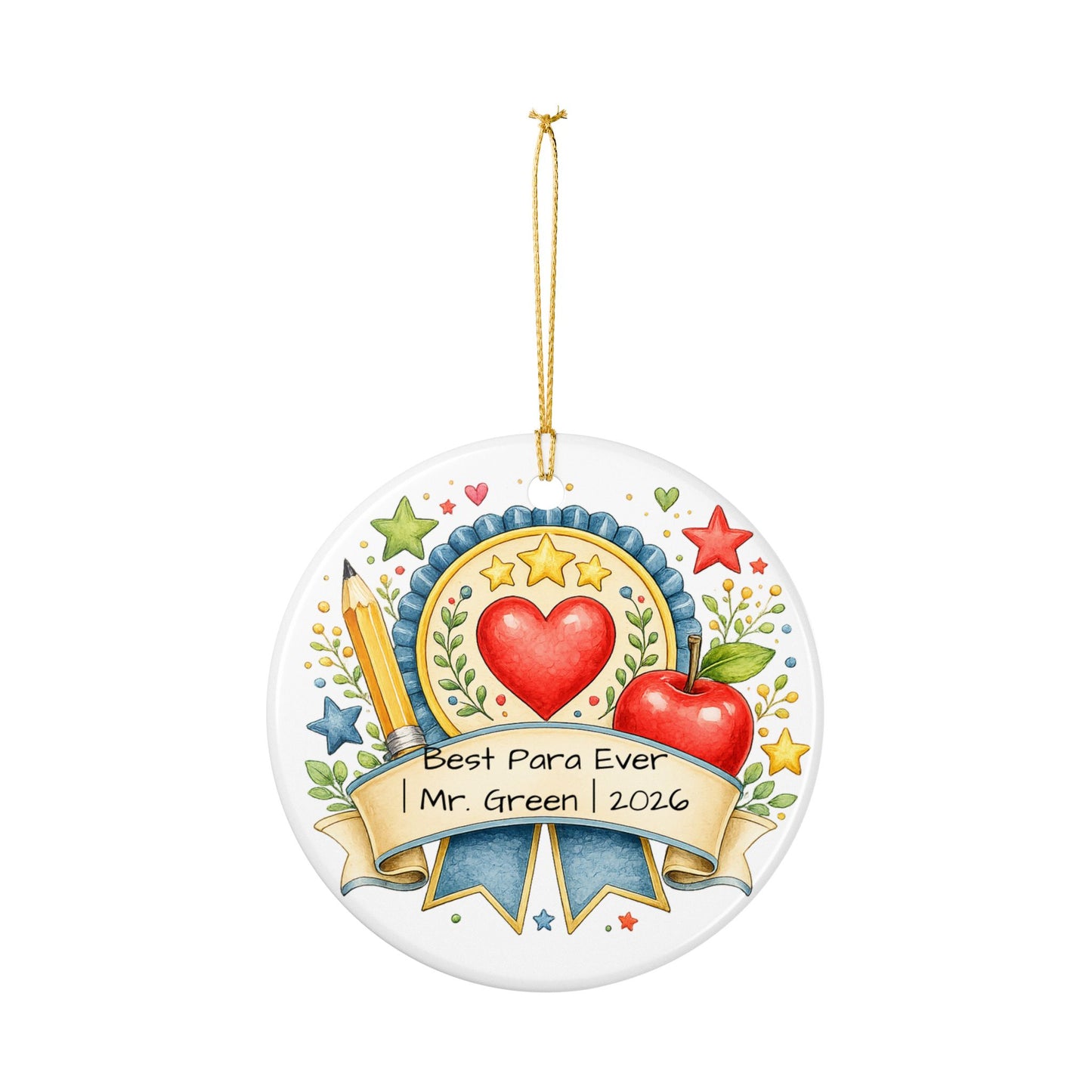 Best Para Ever Christmas Ornament Personalized with Name, Ceramic Keepsake, Paraprofessional Appreciation Gift 2026