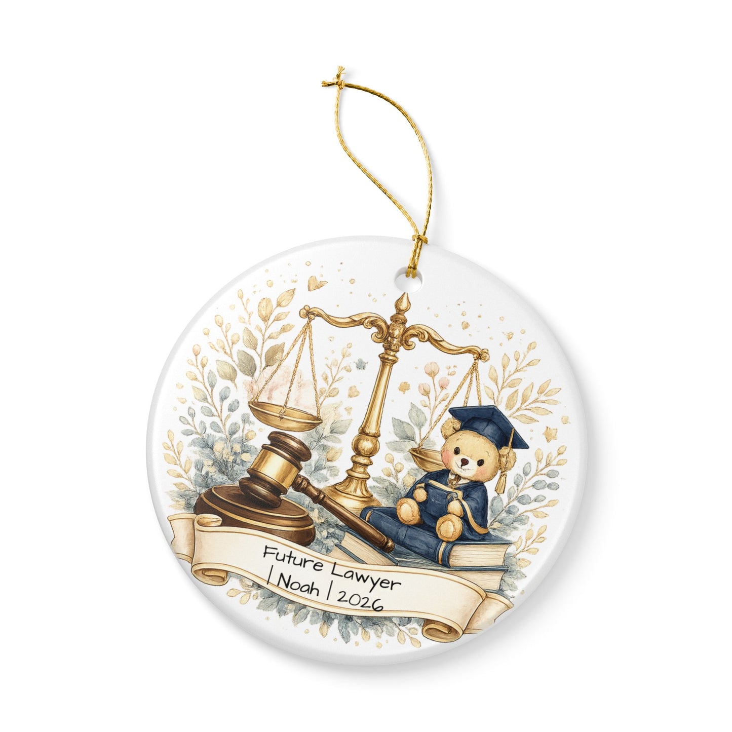 Future Lawyer Christmas Ornament Personalized with Name, Cute Ceramic Keepsake, Kids Attorney Gift, Baby Gift 2026