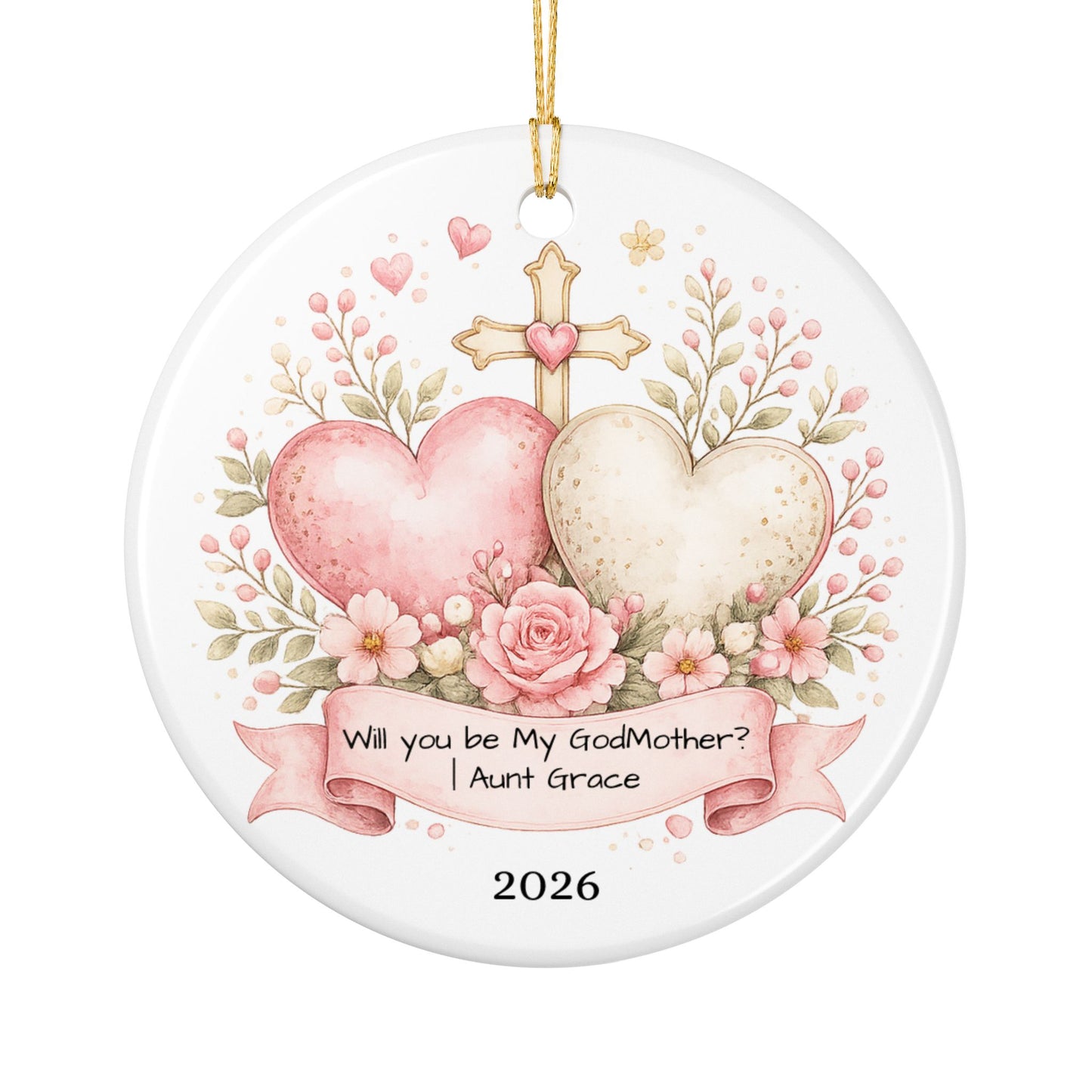 Will You Be My Godmother Ornament Personalized, Ceramic Proposal Keepsake with Name, Godmother Proposal Gift 2026