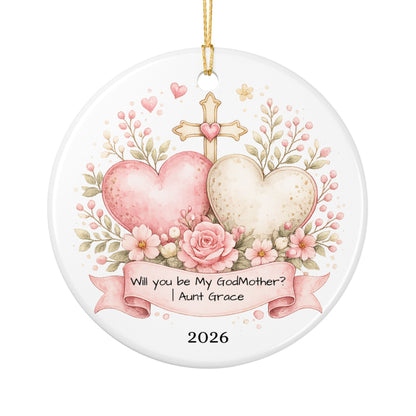Will You Be My Godmother Ornament Personalized, Ceramic Proposal Keepsake with Name, Godmother Proposal Gift 2026