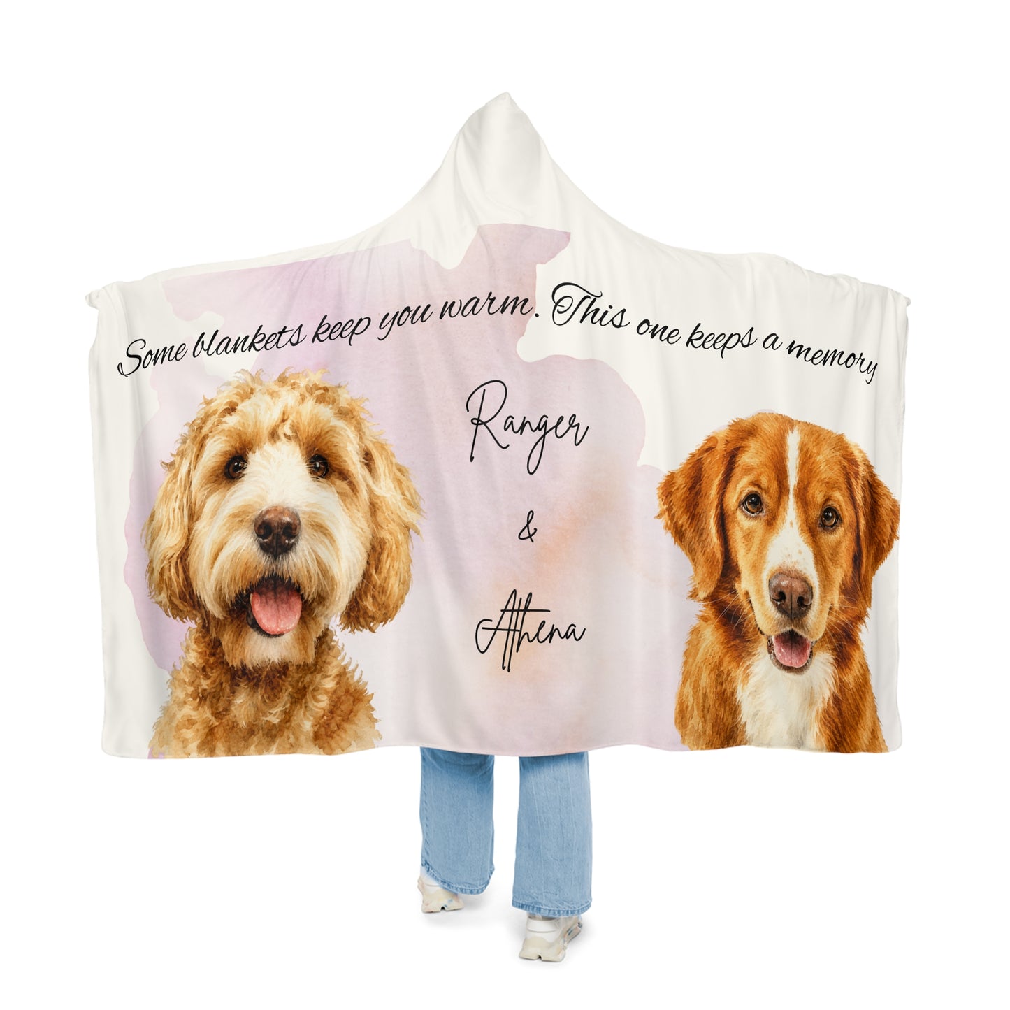 Custom Pet Portrait Hooded Blanket | Personalized Dog Photo Memorial Blanket