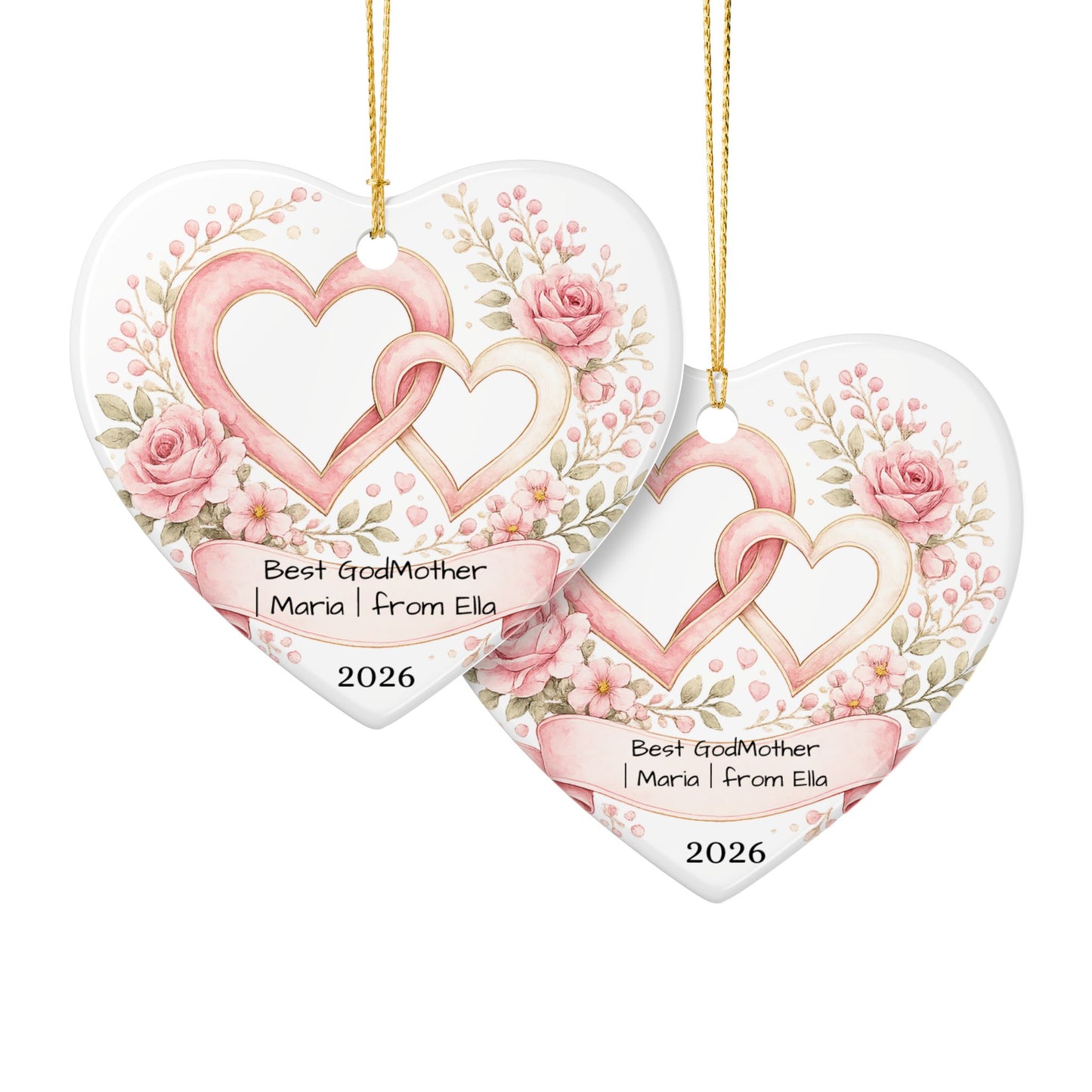 Godmother Christmas Ornament Personalized, Ceramic Keepsake with Name, Gift for Godmother from Godchild 2026