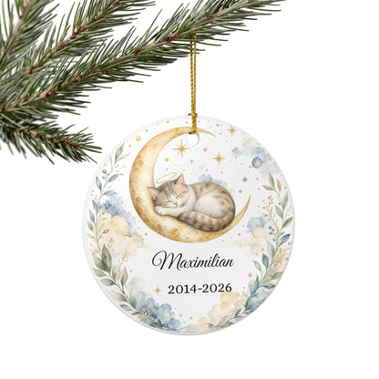 Cat Memorial Ornament Personalized with Name, Cat Angel Remembrance Keepsake, Loss of Cat Sympathy Gift, Pet Memorial