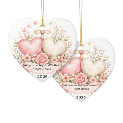 Will You Be My Godmother Ornament Personalized, Ceramic Proposal Keepsake with Name, Godmother Proposal Gift 2026