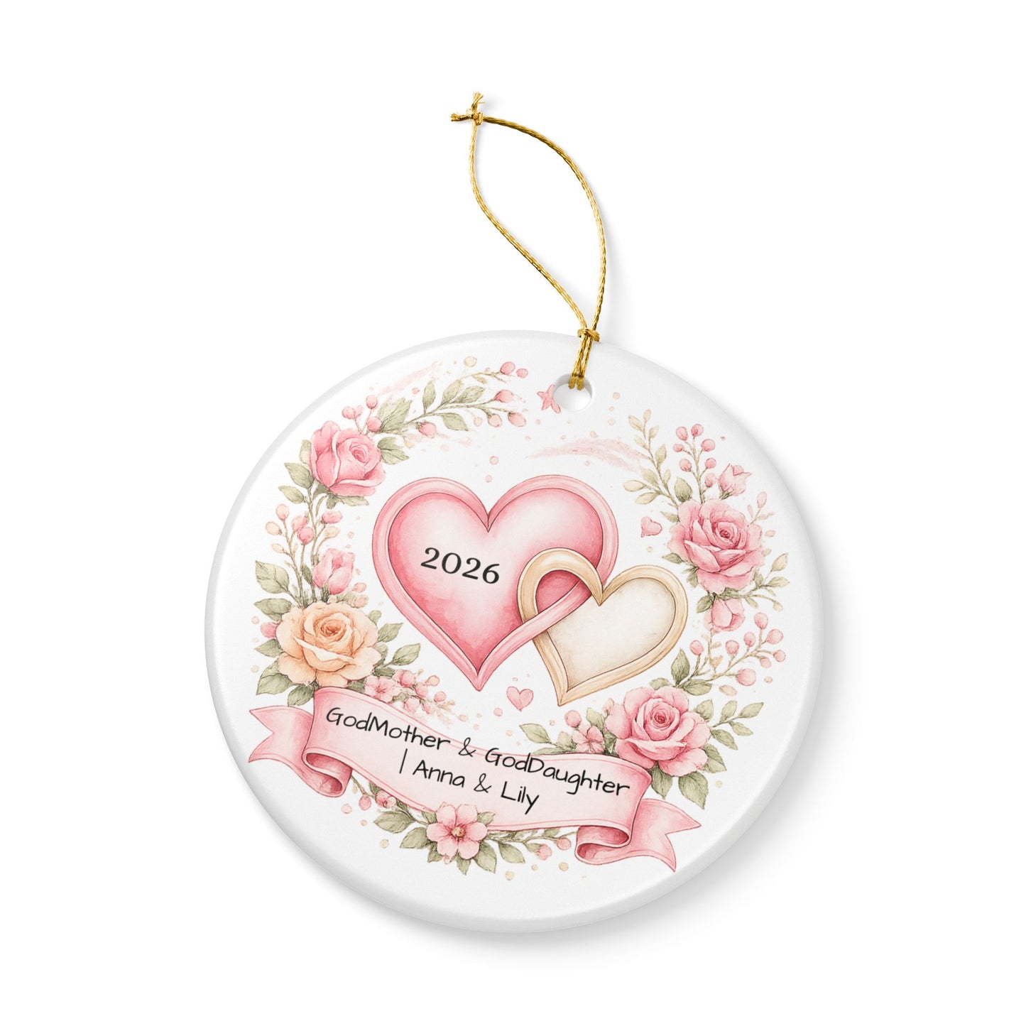 Godmother and Goddaughter Ornament Personalized, Ceramic Keepsake with Names, Godmother Goddaughter Gift 2026